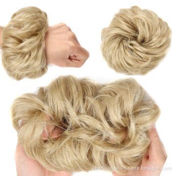 Wholesale Cheap Messy Curly Hairpieces For Women Hair Bun Elastic Scrunchie Chignon Updo Curly Synthetic Hair chignon